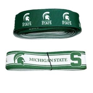 MICHIGAN STATE UNIVERSITY Spartans Grosgrain Ribbon Green White